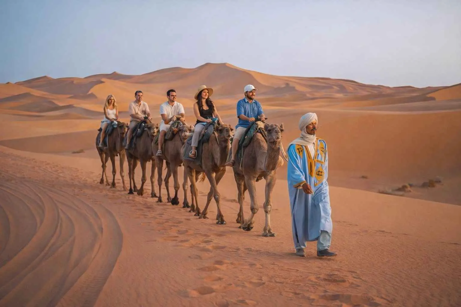 Private Morocco tour experience with travelers exploring the Sahara desert